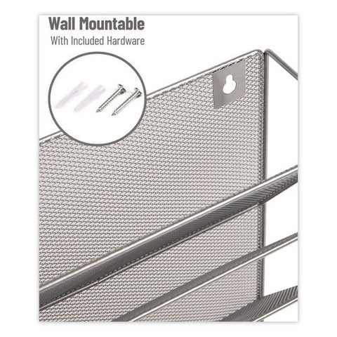 5-pocket Metal Mesh Mountable Wall File, 5 Sections, Letter Size, 12.75 X 4 X 16, Silver