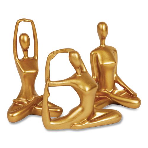 Meditation Yoga Figurine Set, Gold, 3/set