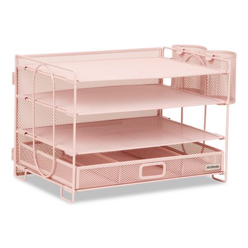 All-in-one Desktop Organizer, 6 Sections, Letter Size, 9.25 X 12.75 X 9, Pink