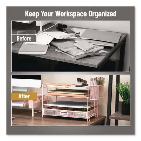 All-in-one Desktop Organizer, 6 Sections, Letter Size, 9.25 X 12.75 X 9, Pink