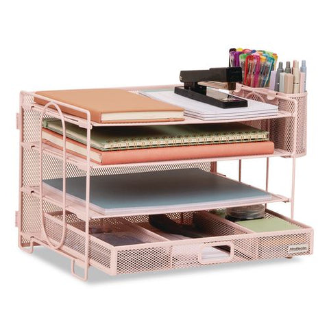 All-in-one Desktop Organizer, 6 Sections, Letter Size, 9.25 X 12.75 X 9, Pink