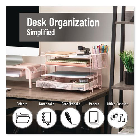 All-in-one Desktop Organizer, 6 Sections, Letter Size, 9.25 X 12.75 X 9, Pink