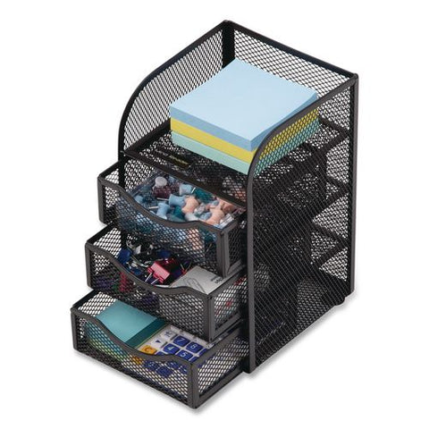4-compartment Metal Desk Organizer, 4.75 X 5 X 8, Black