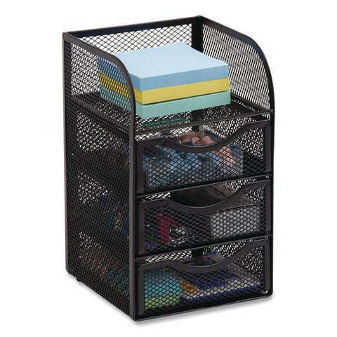 4-compartment Metal Desk Organizer, 4.75 X 5 X 8, Black