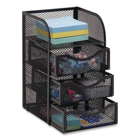 4-compartment Metal Desk Organizer, 4.75 X 5 X 8, Black