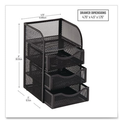 4-compartment Metal Desk Organizer, 4.75 X 5 X 8, Black