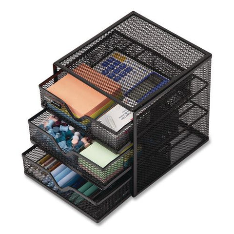 Mind Reader 3-drawer Desktop Storage Organizer, 6.25 X 6.5 X 6.5, Black, Metal Mesh