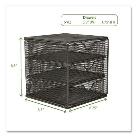 Mind Reader 3-drawer Desktop Storage Organizer, 6.25 X 6.5 X 6.5, Black, Metal Mesh