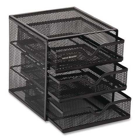 Mind Reader 3-drawer Desktop Storage Organizer, 6.25 X 6.5 X 6.5, Black, Metal Mesh