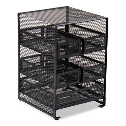 Network Collection 5-compartment Tea Countertop Organizer, 6.75 X 7 X 10, Black