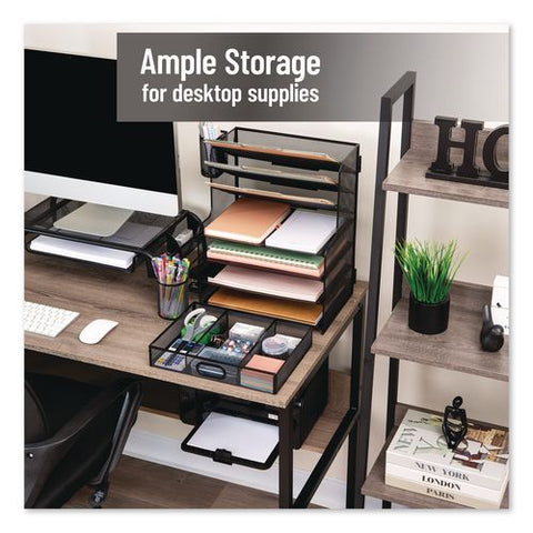 Metal Mesh Desk Organizer, 9 Sections, Letter Size, 9 X 17.5 X 16, Black