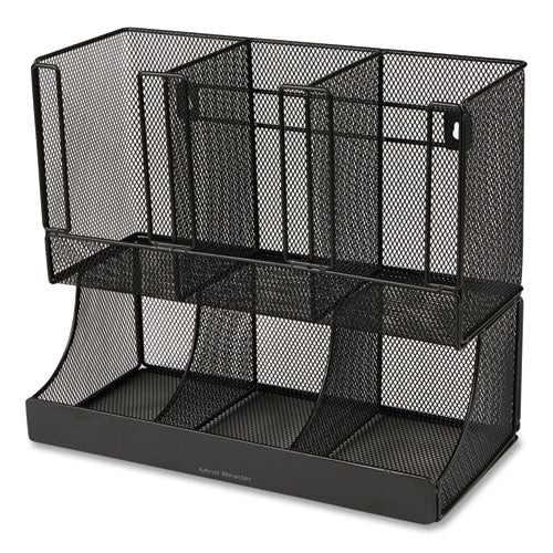 Network Collection 2-tier 6-compartment Coffee Cup And Condiment Countertop Organizer, 5 X 13 X 11.5, Black