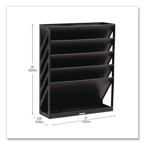 5-compartment Plastic Mountable Wall File, 5 Sections, Letter Size, 13 X 4.25 X 16, Black