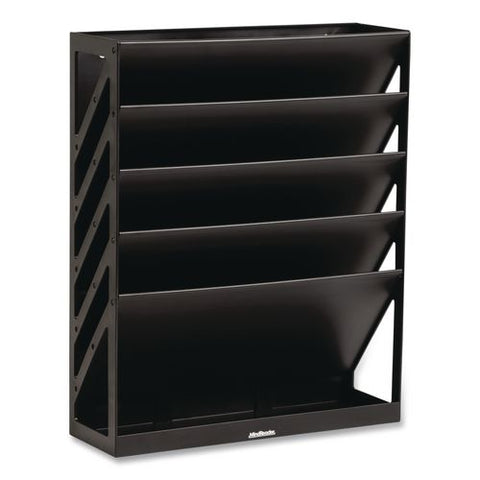 5-compartment Plastic Mountable Wall File, 5 Sections, Letter Size, 13 X 4.25 X 16, Black