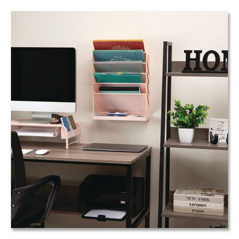 5-compartment Plastic Mountable Wall File, 5 Sections, Letter Size, 13 X 4.25 X 16, Pink