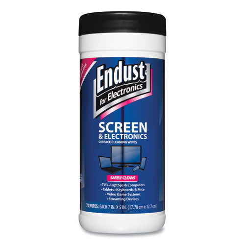 Antistatic Screen Cleaning Wipes, Premoistened, 5 X 7, Clean Scent, White, 70/canister