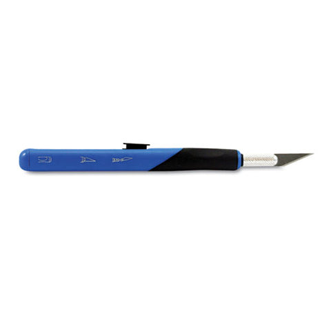 Retract-a-blade Knife, #11 Blade, 5.25" Plastic Handle, Blue/black