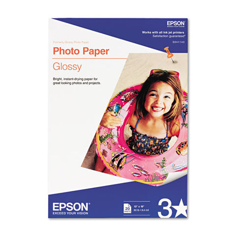 Glossy Photo Paper, 9.4 Mil, 13 X 19, Glossy White, 20/pack