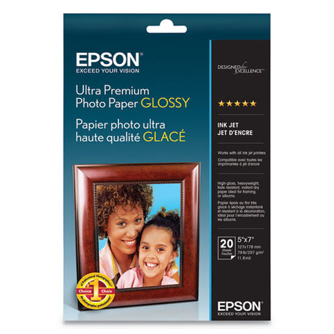 Ultra Premium Photo Paper Glossy, 11.8 Mil, 5 X 7, Glossy White, 20/pack