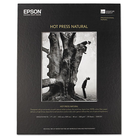 Hot Press Natural Fine Art Paper, 17 Mil, 17 X 22, Smooth Matte Natural, 25/pack