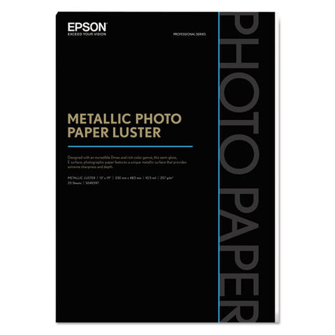 Professional Media Metallic Luster Photo Paper, 5.5 Mil, 13 X 19, White, 25/pack