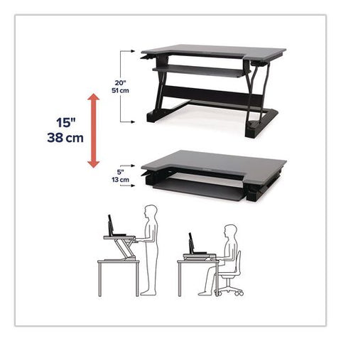 Workfit-t Adjustable Standing Desk Converter, 35" X 23.3" X 5" To 20", Gray/black