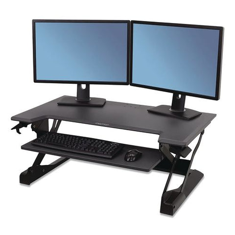 Workfit-tl Adjustable Standing Desk Converter, 37.5" X 27" X 5" To 20", Dark Gray/black