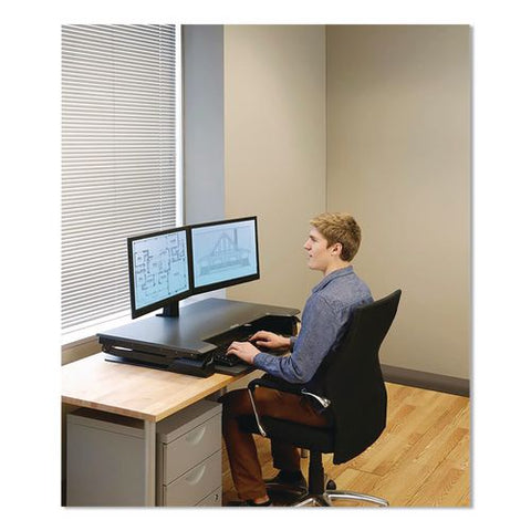 Workfit-tl Adjustable Standing Desk Converter, 37.5" X 27" X 5" To 20", Dark Gray/black