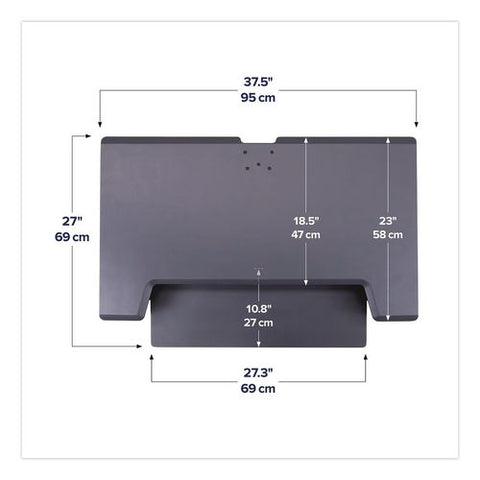 Workfit-tl Adjustable Standing Desk Converter, 37.5" X 27" X 5" To 20", Dark Gray/black