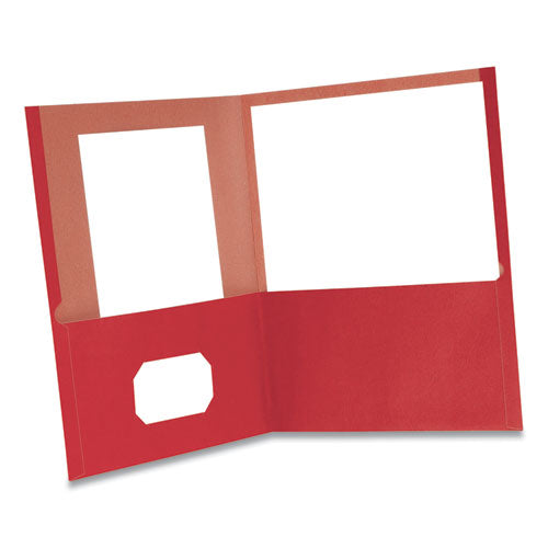 Earthwise By Oxford 100% Recycled Paper Twin-pocket Portfolio, 100-sheet Capacity, 11 X 8.5, Red, 10/pack