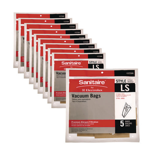 Commercial Upright Vacuum Cleaner Replacement Bags, Style Ls, 5/pack, 10 Packs/carton