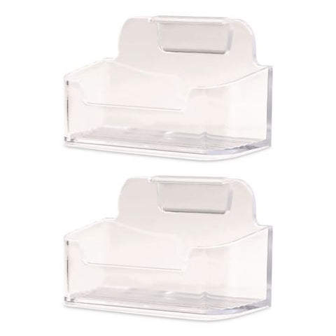 Business Card Holders, Holds 50 Cards, 3.75 X 1.5 X 1.88, Plastic, Clear, 2/pack