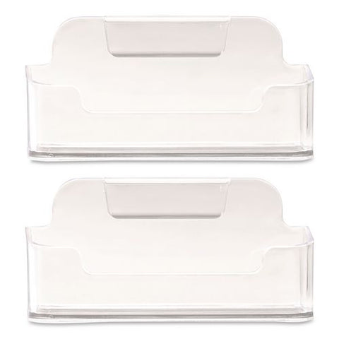 Business Card Holders, Holds 50 Cards, 3.75 X 1.5 X 1.88, Plastic, Clear, 2/pack