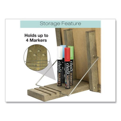 Magnetic Tabletop Chalkboard, Black Surface, Brown Wood Frame, 11 X 15