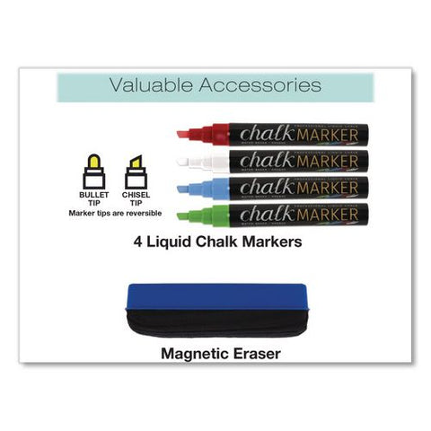 Magnetic Tabletop Chalkboard, Black Surface, Brown Wood Frame, 11 X 15