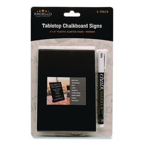 Tabletop Chalkboard Signs, Black Surface, 4 X 6, 3/pack