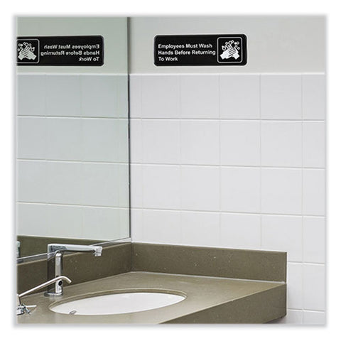 Indoor/outdoor Restroom With Braille Text, 6" X 9", Black Face, White Graphics, 3/pack