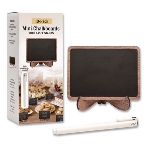 Mini Chalkboards, Black Surface, Brown Frame, 2.9 X 3.9, 10/pack
