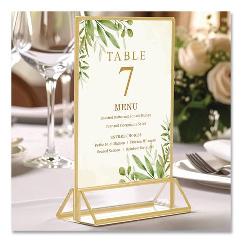 Acrylic Sign Holder With Gold Trim, 5 X 7 Insert