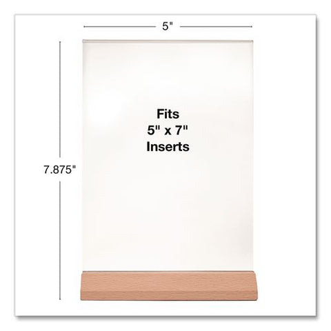Acrylic Sign Holder With Wood Base, 5 X 7 Insert