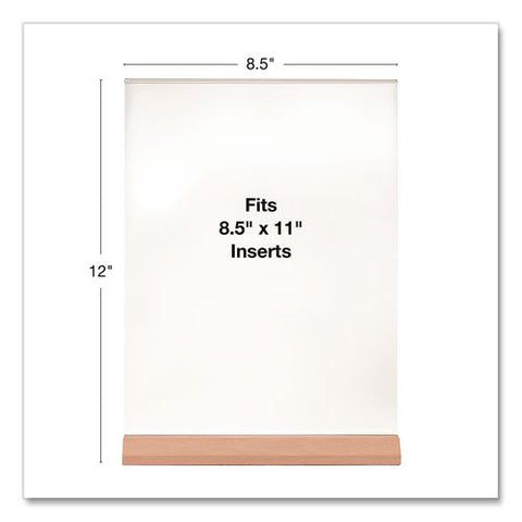 Acrylic Sign Holder With Wood Base, 8.5 X 11 Insert