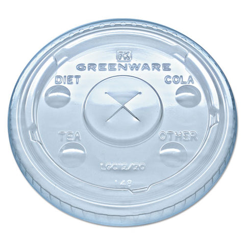 Greenware Cold Drink Lids, Fits 9 Oz Old Fashioned Cups, 12 Oz Squat Cups, 20 Oz Cups Clear, 1,000/carton