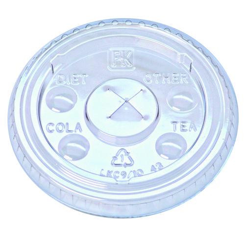 Kal-clear/nexclear Drink Cup Lids, Flat Lid W/x-style Straw Slot And Flavor Buttons, Fits 9-10 Oz Cold Cups, Clear, 2,500/ct