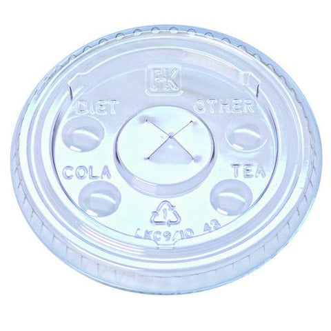 Kal-clear/nexclear Drink Cup Lids, Flat Lid W/x-style Straw Slot And Flavor Buttons, Fits 9-10 Oz Cold Cups, Clear, 2,500/ct