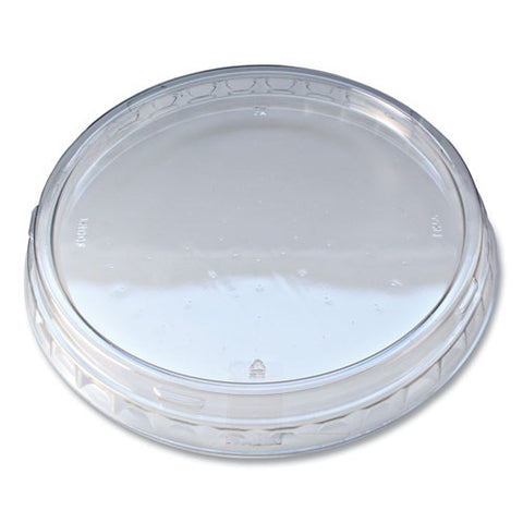 Recycleware Round Deli Container Lids, Flat Outer Fit, Clear, Plastic, 500/carton