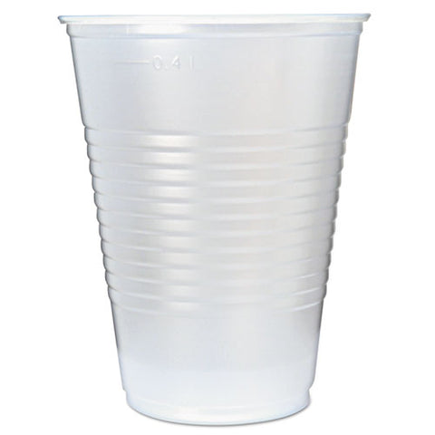 Rk Ribbed Cold Drink Cups, 16 Oz, Plastic, Translucent, 50/sleeve, 20 Sleeves/carton