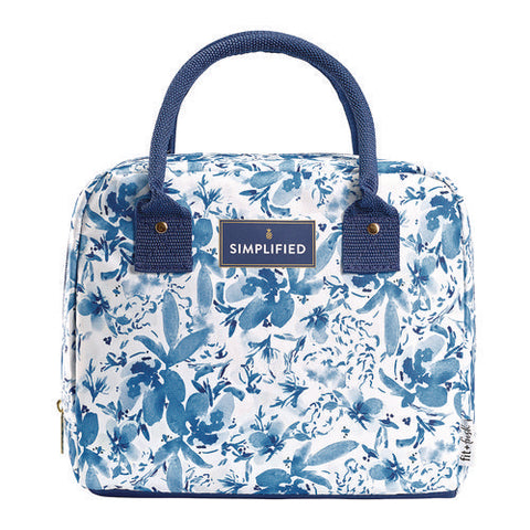 Simplified Lunch Bag, 9 X 6 X 10, Blue Floral