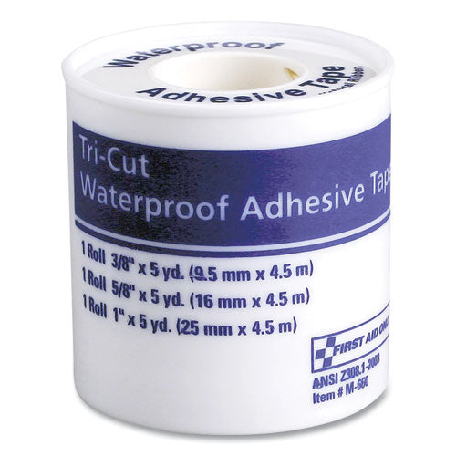 Tri-cut Waterproof-adhesive Medical Tape With Dispenser, Tri-cut Width (0.38", 0.63", 1"), 5 Yds Long