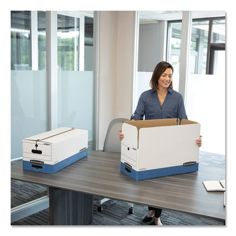 Stor/file Medium-duty Strength Storage Boxes, Letter Files, 12.25" X 24.13" X 10.75", White/blue, 4/carton