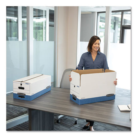 Stor/file Medium-duty Strength Storage Boxes, Legal Files, 15.25" X 24.13" X 10.75", White/blue, 12/carton